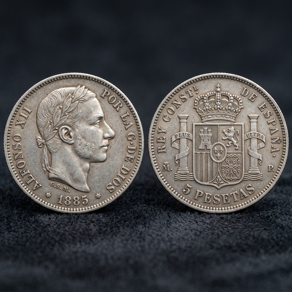 Showcase de la moneda El Duro de Plata (5 Pesetas Históricas)